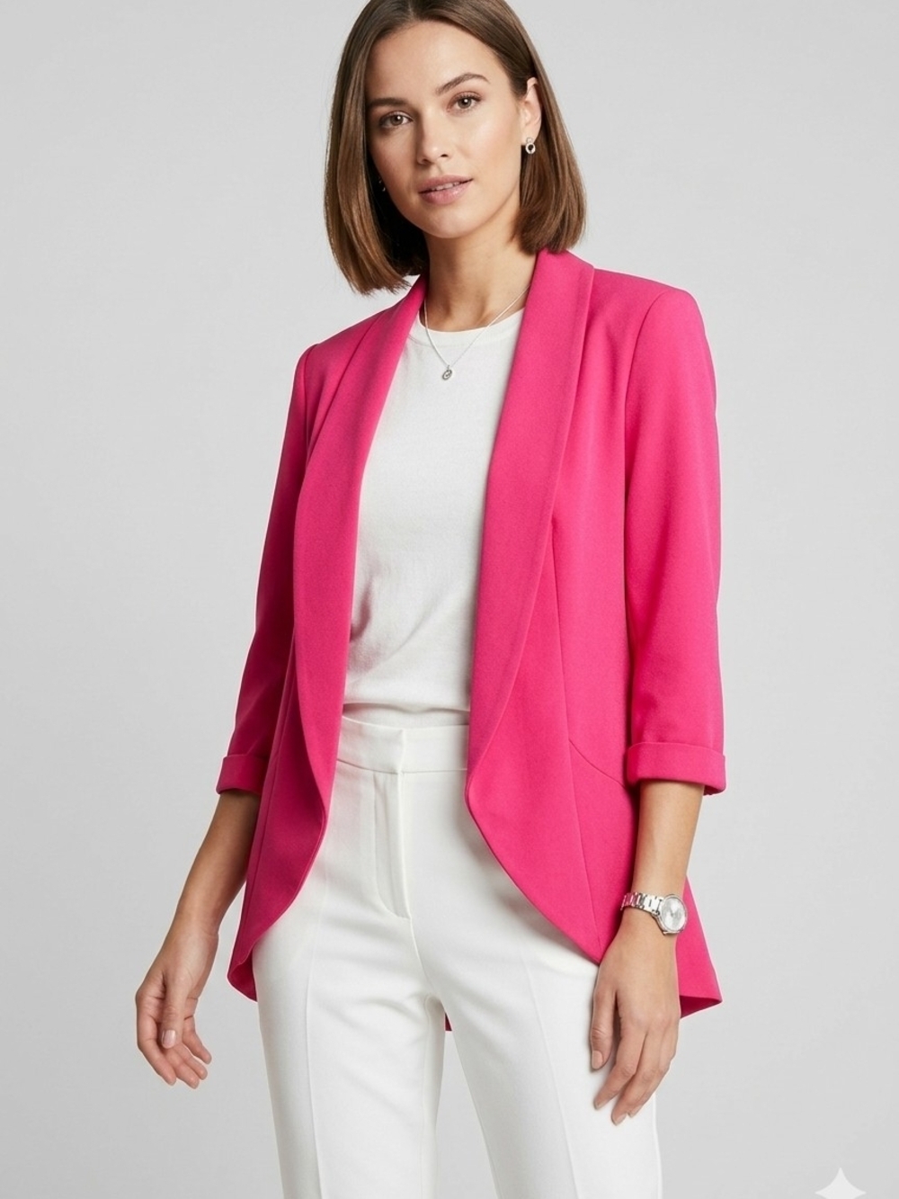 Vero Moda Pink Blazer 38 M Open Front Jacket Business Casual Classic Coquette